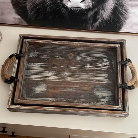 Two Wooden Trays - Picture 3 of 3